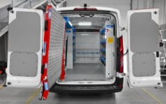 01_The Maxus Deliver9, for a cleaning service, with loading ramp open 