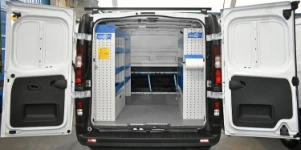 01_The Nissan NV300 with open and enclosed shelves on both sides