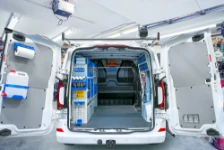 01_The system installer’s Transporter L1 H1 with its Syncro roof rack and pipe carrier
