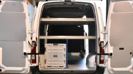 01_The van with resin-coated marine plywood shelving for delivering drinks
