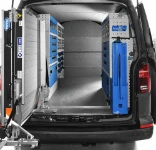 01_The VW Transporter with racking for installing industrial robots, showing the ramp folded and rotated for easy access