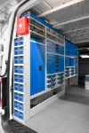 02 The left of the Sprinter with transparent containers, metal drawers, a locker and various storage compartments