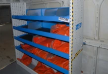 02_ The loaded racking on the left of the van ready for the 2023 crash test