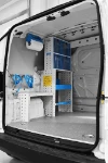 02_A bench, a floor-level compartment, shelves and pull-out containers on the left of the Fiat Fiorino