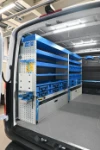 02_Shelves, case trays and a vice bench on the left of the Sprinter