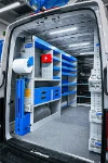 02_The compact workbench, shelves and drawers on the left of the MAN TGE