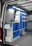 02_The left of the Sprinter with drawers, shelves, a locker and a work bench