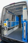 02_The workbench with vice and storage on the left of the Sprinter