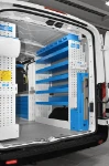 03_Syncro System’s shelves and fold-away vice bench in the Transit L2 H2
