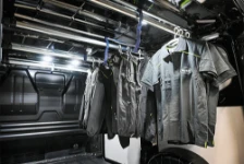 03_The hanging garment bars and hanger retainers under the Volkswagen Transporter’s roof
