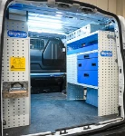 03_The open and enclosed shelves and MultiBox cabinet of transparent containers on the right of the Transporter
