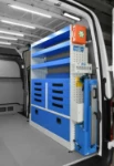 03_The right of the Sprinter with drawers, shelves, and a bench with a metal vice