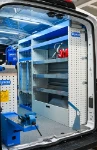 03_The stainless-steel and configurable shelves in the Transit for servicing fire extinguishers