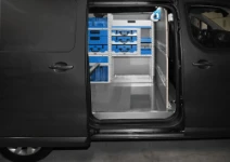 04_The cargo lashing rails and paper roll holder on the Scudo’s bulkhead