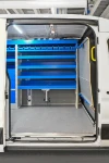 04_The shuttle-type case compartment and shelves in the plumber’s Transit 