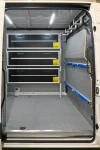 04_The Sprinter’s bulkhead, with slider bars, lashing straps and movable telescopic hooks