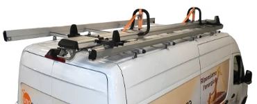 05_ The roof rack and ladder slide on the renewable energy firm’s VW Crafter
