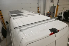 06_The solar panel on the Sprinter’s roof rack