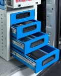 A cabinet of sideways-opening drawers
