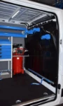 A closer view of the racking in the Renault Master used for servicing compressors