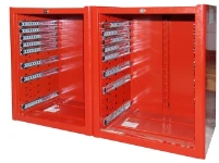 A conventional drawer cabinet