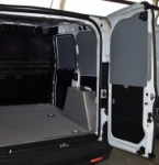 A floor liner in resin-bonded plywood and wall liners in a Doblò