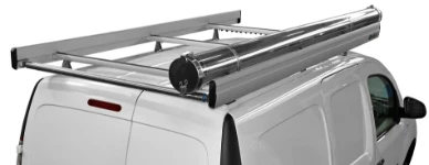A Kangoo with a roof rack and stainless-steel pipe carrier