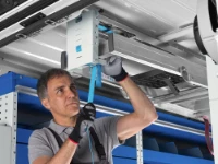 A ladder rack inside the van