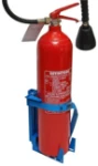 A large fire extinguisher in a bracket