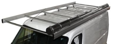 A Movano with a roof rack and stainless-steel pipe carrier