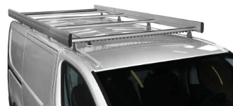 A roof rack on a van
