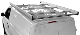 A roof rack with a loading roller, side fences and noise-reducing profile on the Toyota ProAce