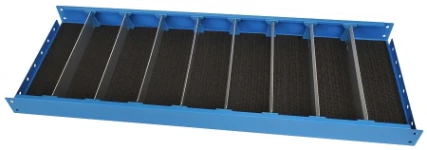 A shelf with space dividers