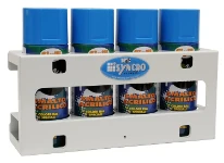 A spray can rack in aluminium