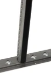 A stainless-steel rail with cross-shaped holes for cargo bars