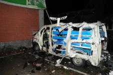 A Transporter and its racking after the explosion