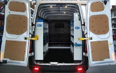 A van upfit for coffee machine technicians