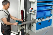 A vice bench in a van racking system