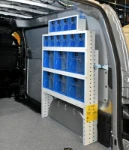 A wheel arch compartment and racking in the Nissan NV200