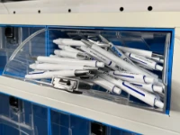 A wide, 180 mm high transparent drawer for van racking
