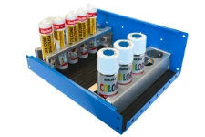Aluminium spray can and silicone cartridge racks for Syncro shelves
