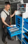 An open Ultra drawer in the van