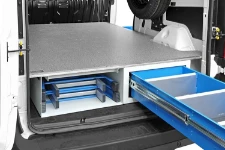 An underfloor shelf and drawer