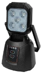Battery powered LED spotlight with magnetic base for vans