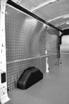 Chequer-plate panelling and resin-coated marine plywood floor panel for the Ford Transit