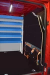 Close-up of the cargo retention accessories in the refrigeration service van