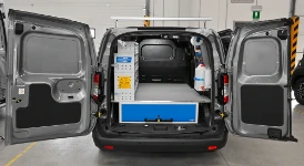 Courier fit-out with underfloor drawer and shelving with drawers