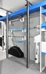 Detail of the load restraint poles and fit-out of the Ford Transit