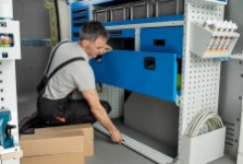 Doors for enclosed compartments in the van