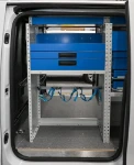 Drawer units in the Vivaro accessible through the side door